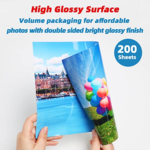 Uinkit 200 Sheets Double Sided Photo Paper Glossy 8.5x11 54lbs Inkjet for Dye Ink 200Gsm Value Bulk Pack Picture 8.5 x 11 9.5Mil for Inkjet Printing Printer (200sheets, 8.5x11) - Image 3