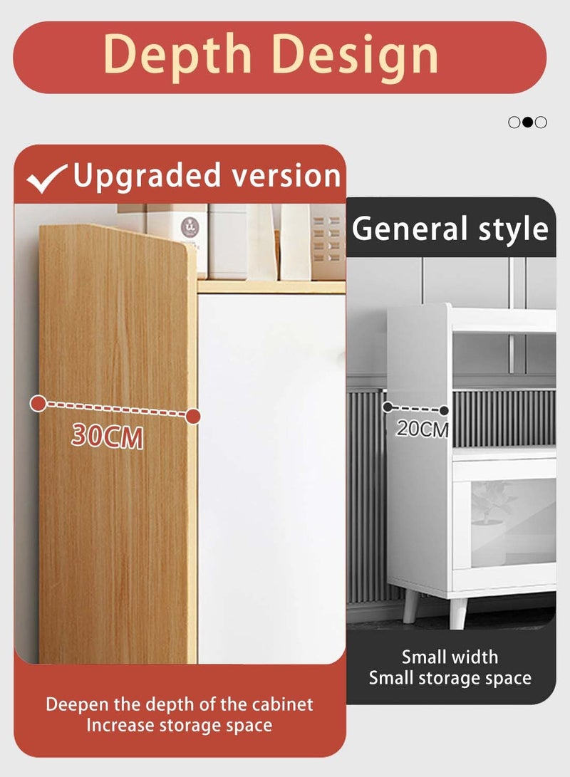 EqiEch Coffee Cabinet Large Capacity Coffee Table Modern Minimalist Style Home Coffee Corner Suitable For Living Room Or Office Storage Cabinet Oak 120x82x30cm - Image 2