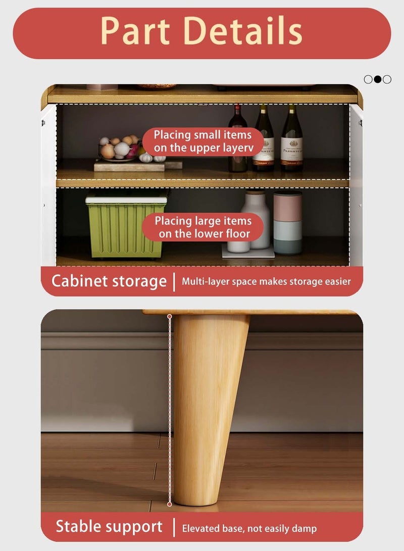 EqiEch Coffee Cabinet Large Capacity Coffee Table Modern Minimalist Style Home Coffee Corner Suitable For Living Room Or Office Storage Cabinet Oak 120x82x30cm - Image 4