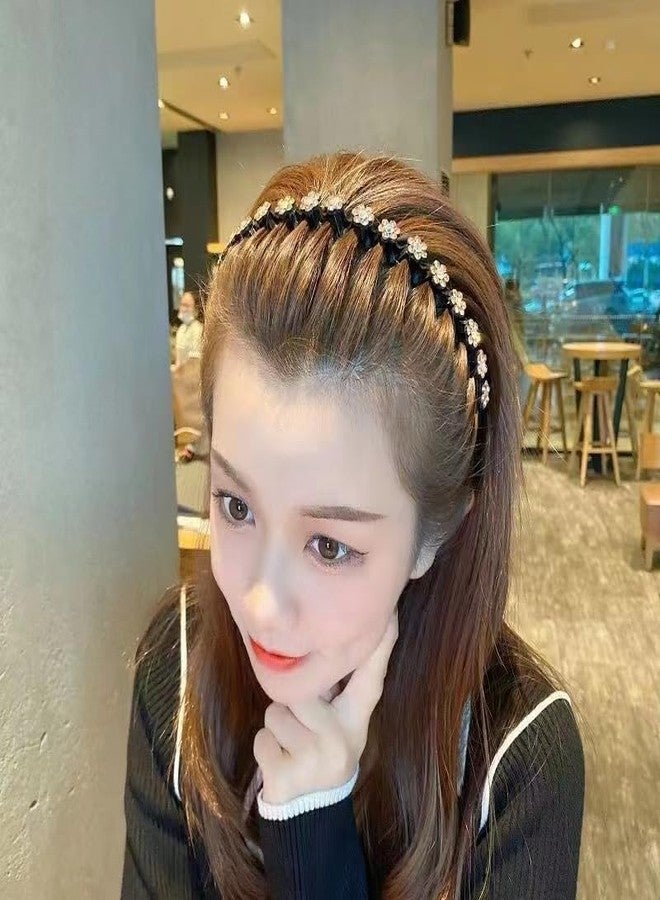 SIMAR ART 1 pcs random Fashion Pearl Non-Slip Rhinestone Hairbands Elastic Flower Women Hair Hoop Bangs Headband,Crystal Flower Headband, Black Hair Band with Multicolored Floral Design, Fashion Hair Accessory for Women - Image 2