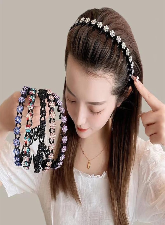 SIMAR ART 1 pcs random Fashion Pearl Non-Slip Rhinestone Hairbands Elastic Flower Women Hair Hoop Bangs Headband,Crystal Flower Headband, Black Hair Band with Multicolored Floral Design, Fashion Hair Accessory for Women - Image 1