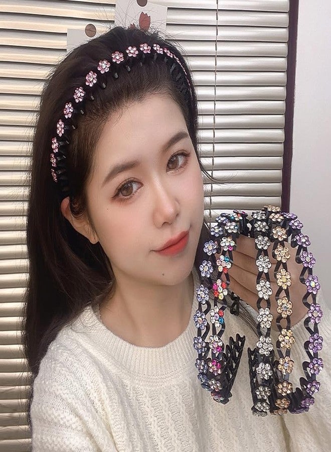 SIMAR ART 1 pcs random Fashion Pearl Non-Slip Rhinestone Hairbands Elastic Flower Women Hair Hoop Bangs Headband,Crystal Flower Headband, Black Hair Band with Multicolored Floral Design, Fashion Hair Accessory for Women - Image 4