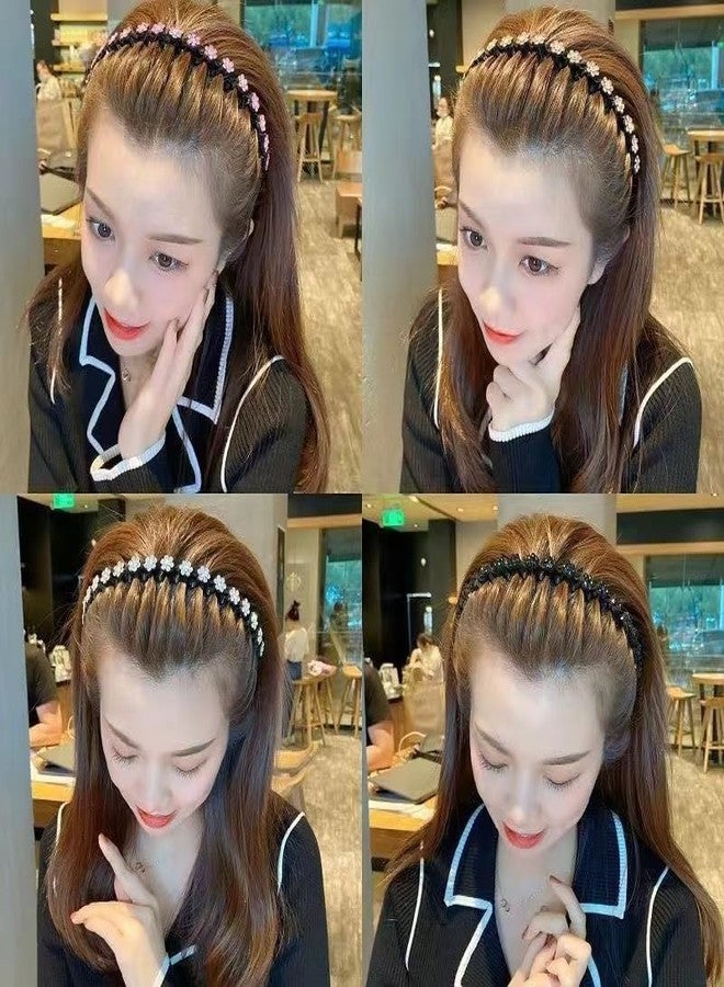 SIMAR ART 1 pcs random Fashion Pearl Non-Slip Rhinestone Hairbands Elastic Flower Women Hair Hoop Bangs Headband,Crystal Flower Headband, Black Hair Band with Multicolored Floral Design, Fashion Hair Accessory for Women - Image 3