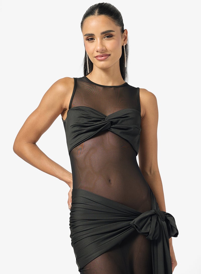 Ginger Sheer Draped Bodycon Dress - Image 3