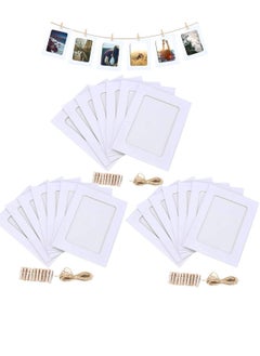 Paper Photo Frame 4x6 Kraft Paper Picture Frames, 30 PCS DIY Cardboard Photo Frames with Wood Clips and Jute Twine WHITE