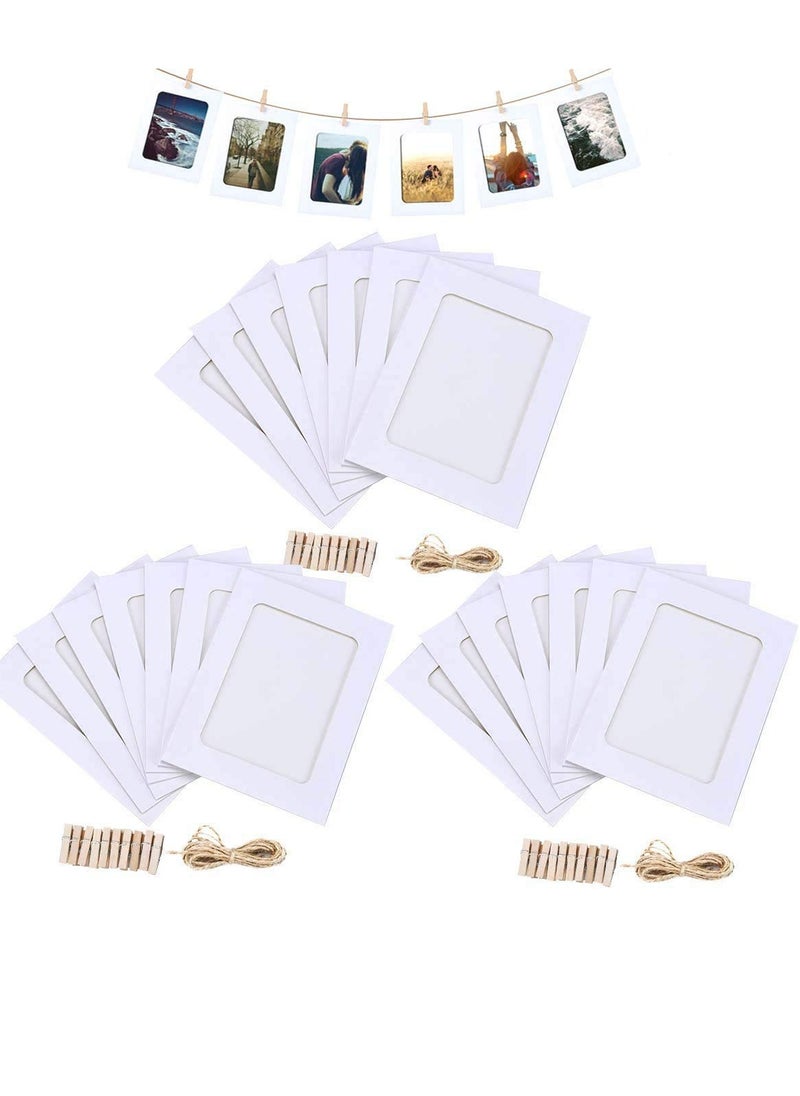 SYOSI - Paper Photo Frame 4x6 Kraft Paper Picture Frames, 30 PCS DIY Cardboard Photo Frames with Wood Clips and Jute Twine WHITE - Image 1