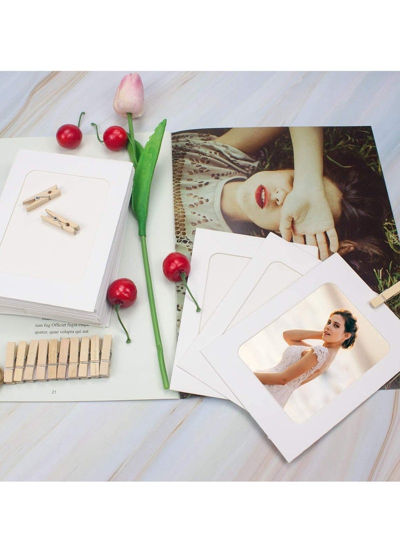 SYOSI - Paper Photo Frame 4x6 Kraft Paper Picture Frames, 30 PCS DIY Cardboard Photo Frames with Wood Clips and Jute Twine WHITE - Image 1