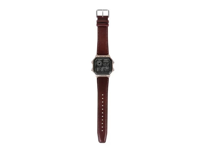 CASIO Men's  Royale Digital World Time Brown Leather Strap Watch AE-1200WHL-5AVDF - Image 3