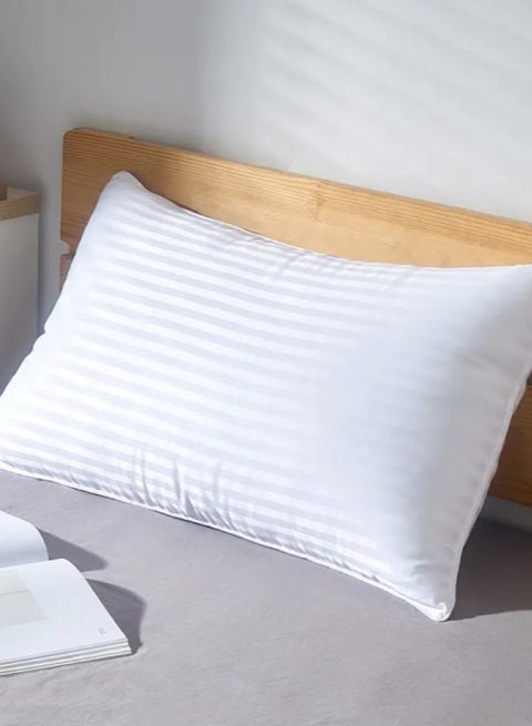 1-Piece Bed Pillow Striped White Hotel Standard Extra Soft Microfiber Anti Allergic&Anti-bacterial,  Size(50x70CM)