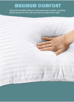 MAXQON 1-Piece Bed Pillow Striped White Hotel Standard Extra Soft Microfiber Anti Allergic&Anti-bacterial,  Size(50x70CM)  - Image 3