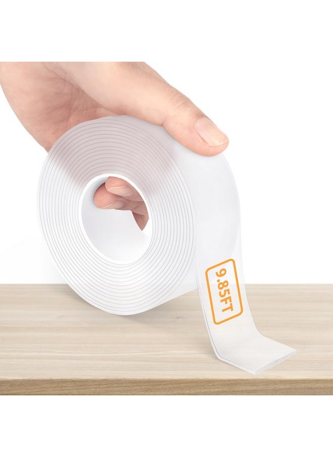 SACATR Double Sided Tape Heavy Duty, Double Sided Mounting Tape(9.85Ft), Clear & Tough Double Sided Tape For Walls, Removable Picture Hanging Wall Tape, Decor Poster Tape For Home Office Outdoor  - Image 1