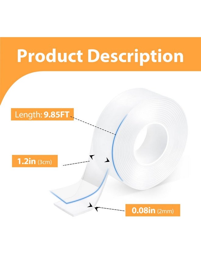 SACATR Double Sided Tape Heavy Duty, Double Sided Mounting Tape(9.85Ft), Clear & Tough Double Sided Tape For Walls, Removable Picture Hanging Wall Tape, Decor Poster Tape For Home Office Outdoor  - Image 2