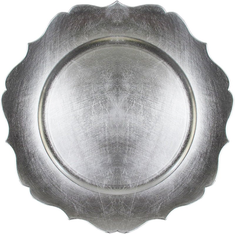 ChargeIt by Jay Charge it by Jay Scallop Charger Plate 13 Decorative Melamine Service Plate for Home Professional Dining Perfect for Upscale Events Dinner Parties Weddings Banquets Catering Set of 4 Silver - Image 5
