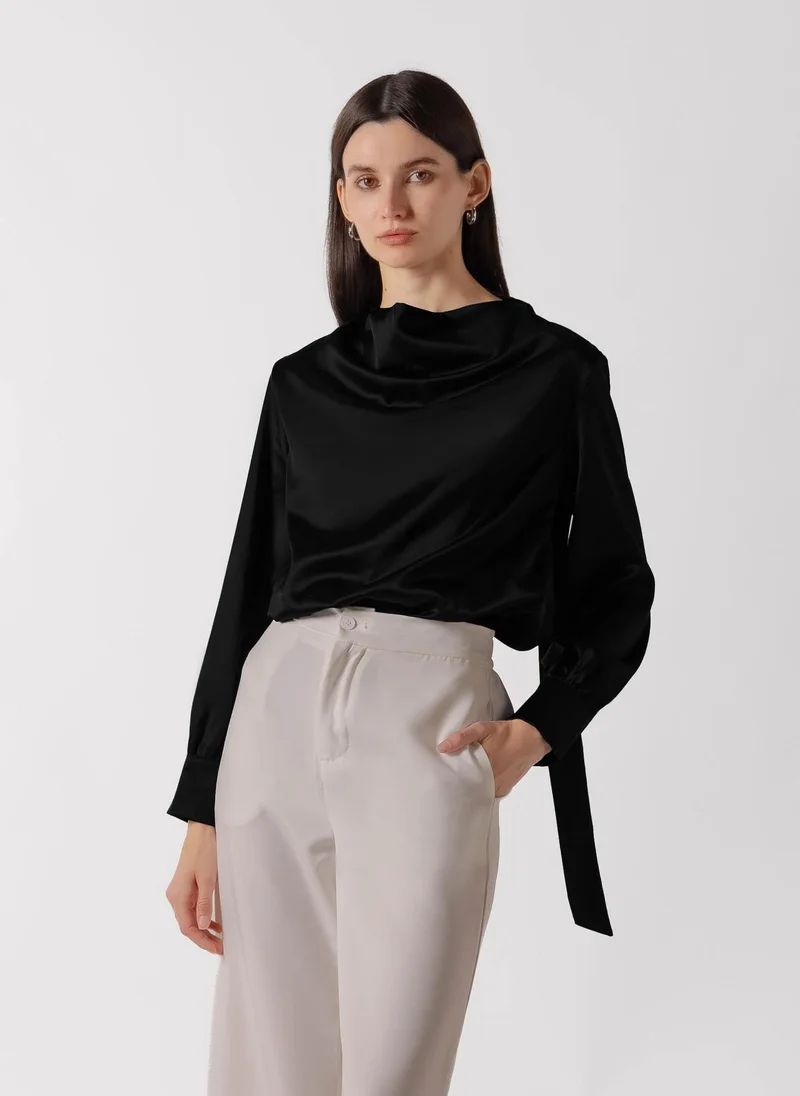 شايبس TIE NECK SATIN BLOUSE