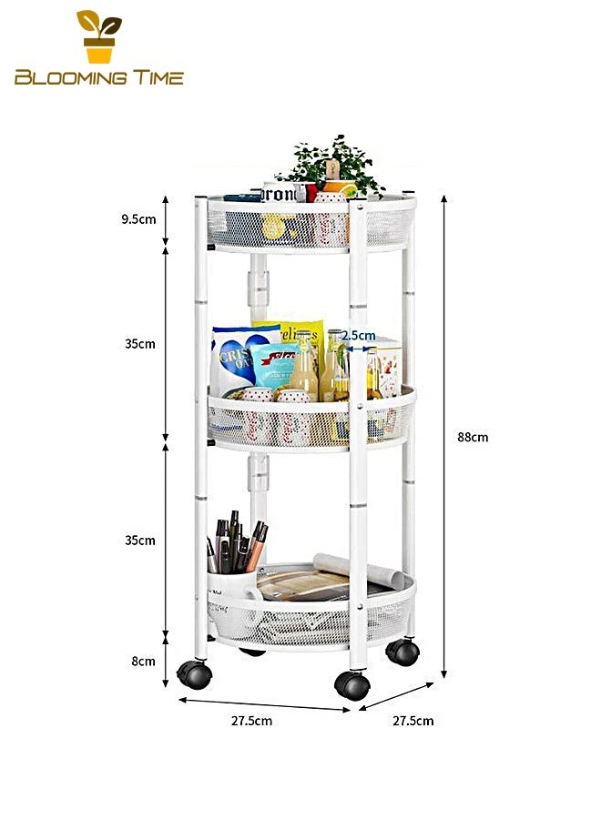 BLOOMING TIME Kitchen Folding Racks, Multi-Layer Fruit And Vegetable Snack Storage Carts, Movable Racks, Rotatable Racks, Installation-Free Vegetable Racks, Multi-Function Storage Racks, White - Image 5