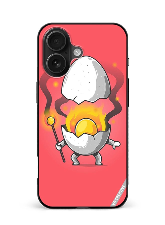 Protective Case Cover For Apple iPhone 16 Plus Cute Fire Egg Design Multicolour