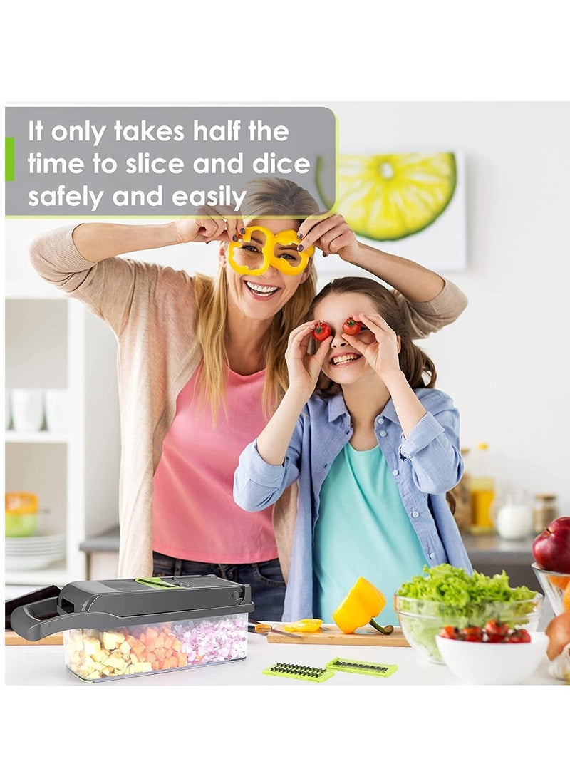 Raxoom Vegetable Chopper - Time-and Labor-Saving Food Chopper - Pro Onion Chopper Vegetable Cutter and Dicers ，12 in 1 Multifunctional Veggie Chopper，Container for Salad Potato Carrot Garlic - Image 2