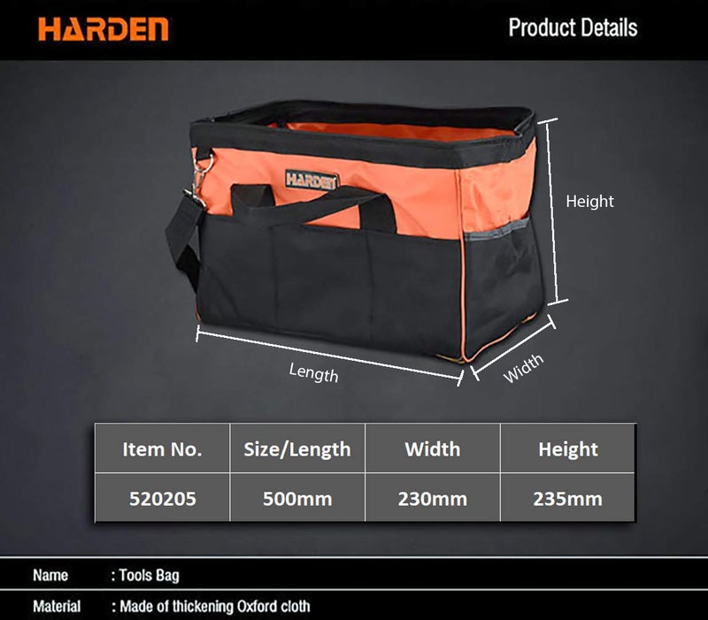 Harden 500mm Professional Tools Set Oxford Bag Double Bottom WearResistant WaterProof Industrial Zipper LoadBearing Handles Durable 520505 - Image 2