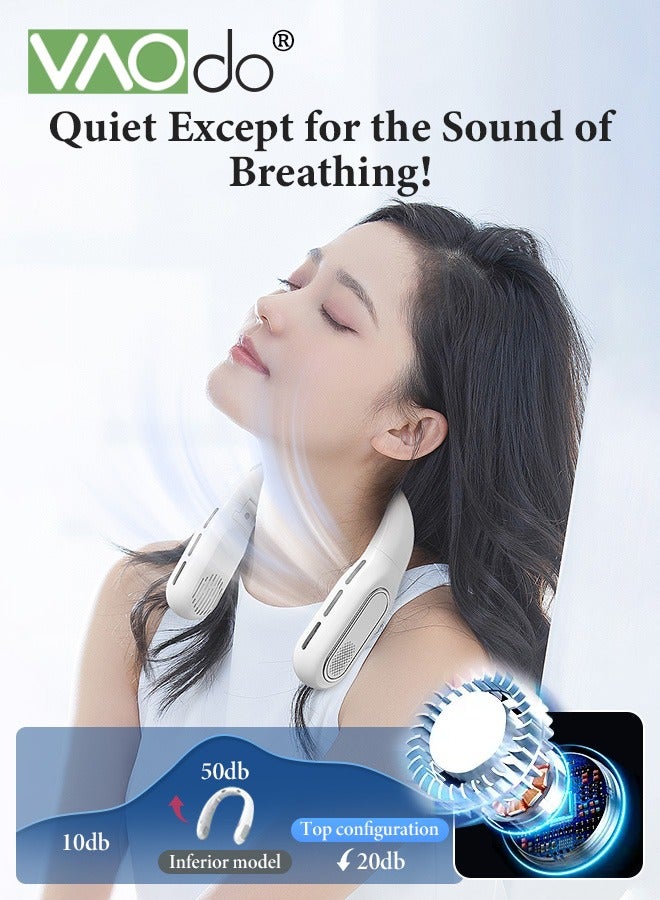 فاو دو مروحة عنق قابلة للطي بسعة 3000 مللي أمبير في الساعة، مروحة صغيرة محمولة قابلة للشحن عبر USB بثلاث سرعات، مروحة بدون شفرات مع شاشة LED لعرض الرقم، مروحة عنق قابلة للارتداء بدون استخدام اليدين ومناسبة للمدرسة والسفر والمكتب والأنشطة الخارجية، لون - Image 3