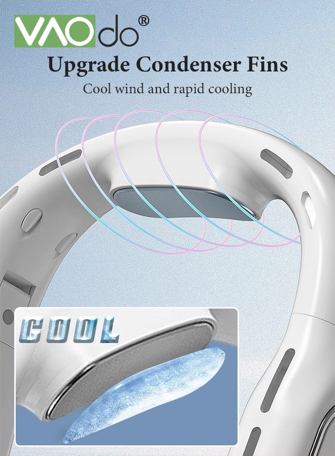 فاو دو مروحة عنق قابلة للطي بسعة 3000 مللي أمبير في الساعة، مروحة صغيرة محمولة قابلة للشحن عبر USB بثلاث سرعات، مروحة بدون شفرات مع شاشة LED لعرض الرقم، مروحة عنق قابلة للارتداء بدون استخدام اليدين ومناسبة للمدرسة والسفر والمكتب والأنشطة الخارجية، لون - Image 2