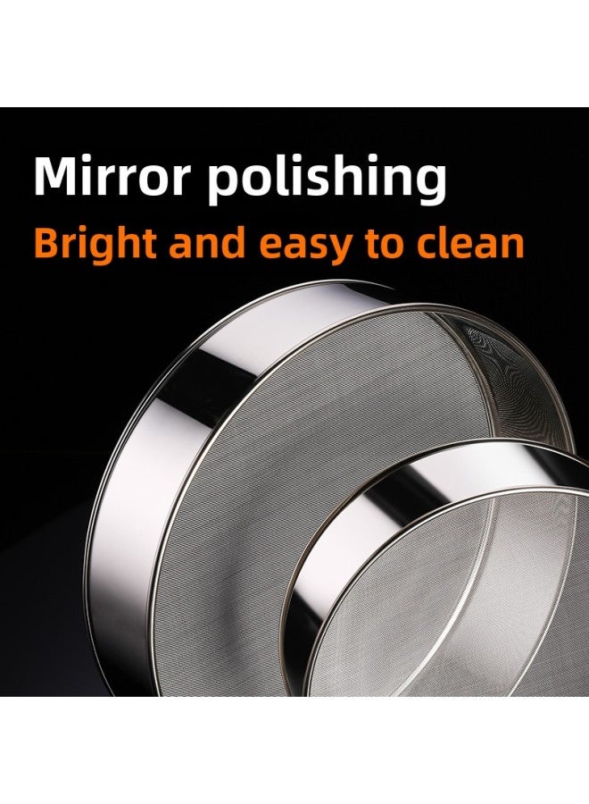 Stainless Steel Flour Sieve With Hanging Ears Baking Screen Filter Flour Sieve Household Powder Sieve Fine Mesh Screen-Specifications:60 Mesh Hanging Earrings-Color:Diameter 20CM Height 5cm - Image 2