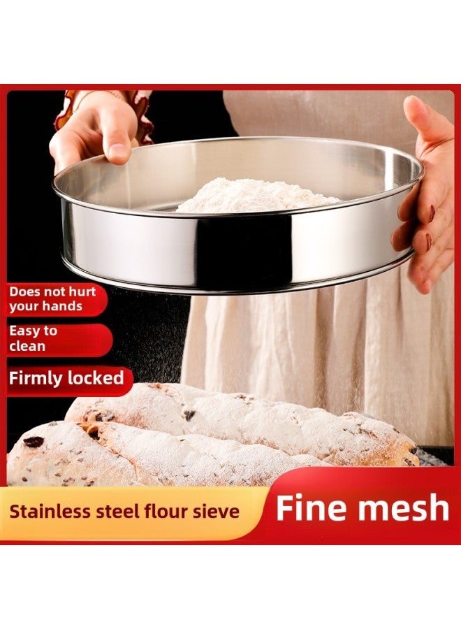 Stainless Steel Flour Sieve With Hanging Ears Baking Screen Filter Flour Sieve Household Powder Sieve Fine Mesh Screen-Specifications:60 Mesh Hanging Earrings-Color:Diameter 20CM Height 5cm - Image 4
