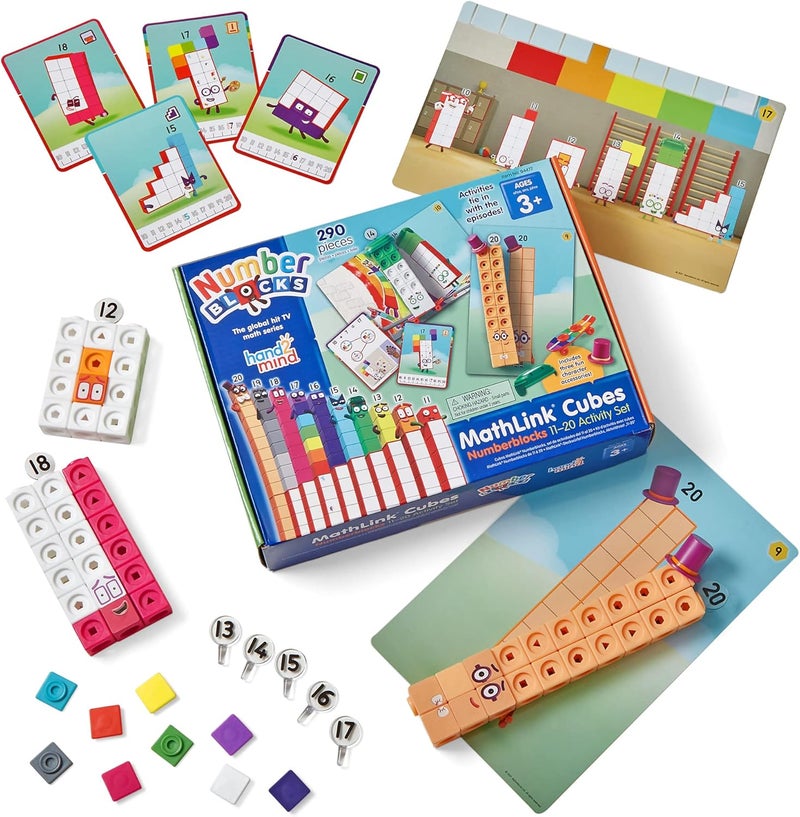 hand2mind hand2mind Numberblocks MathLink Cubes 1120 Activity Set 30 Numberblocks Activities Linked to TV Episodes 155 NumberBlocks MathLink Cubes Numberblocks Toys Math Cubes Homeschool Supplies  - Image 1