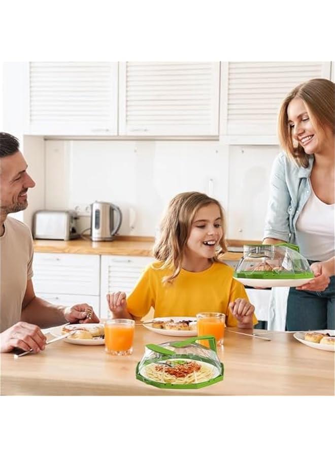 ميكسد غطاء ميكروويف رذاذ، غطاء ميكروويف 10 انش للطعام، غطاء ميكروويف شفاف على شكل ماسي مع مقبض وصندوق تخزين المياه لاعداد الطعام والوجبات، ادوات المطبخ (اخضر) - Image 3