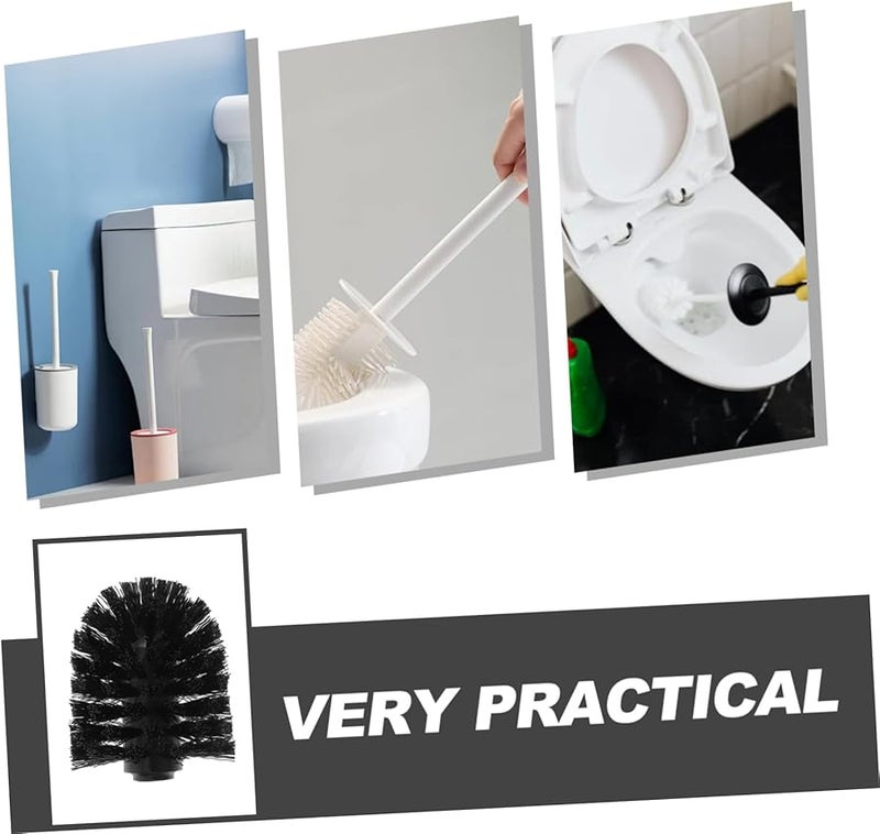 Black Toilet Brush Refill Heads 2 Pack Easy Clean Ball Design Replacement - Image 4