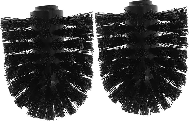 Black Toilet Brush Refill Heads 2 Pack Easy Clean Ball Design Replacement - Image 1