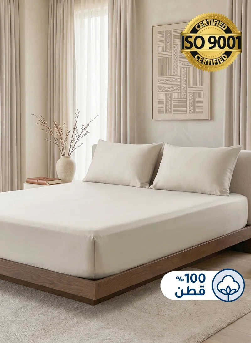 Master Home Textile Cotton Fitted Sheet Set, 100% Cotton, 200 TC, 3 Pieces King Size with 35 cm Deep Pocket