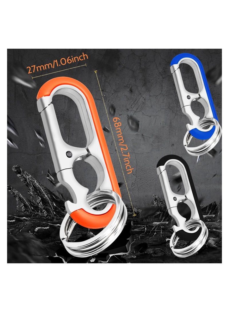 SYOSI 3PCS Men's Car Keychains, Anti-Loss Heavy Duty Metal Key Ring with Double Keyrings, Bottle Opener Keychain, Personalized Waistband Car Keychain for Men and Women  - Image 2