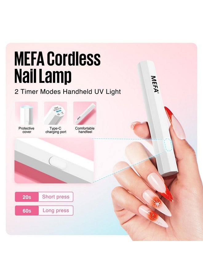 MEFA Handheld Uv Light For Gel Nails, Uv Nail Lamp With 2 Timer Settings, Portable Cordless Rechargeable Usb Nail Light For Gel Nail Polish Gel Nail Stickers And Strips, Led Nail Lamp For Home Diy - Image 2