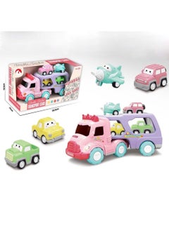 Swift 5 in 1 Double Decker Truck Vehicles Toys, Friction Power Transport Truck Car with Light and Sound, Birthday Eid Gifts for Boys Girls Purple  - Image 4