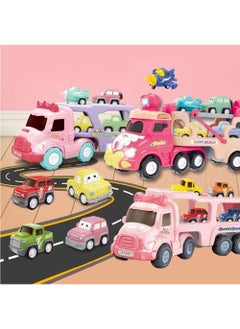 Swift 5 in 1 Double Decker Truck Vehicles Toys, Friction Power Transport Truck Car with Light and Sound, Birthday Eid Gifts for Boys Girls Purple  - Image 5
