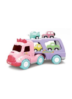 Swift 5 in 1 Double Decker Truck Vehicles Toys, Friction Power Transport Truck Car with Light and Sound, Birthday Eid Gifts for Boys Girls Purple  - Image 2