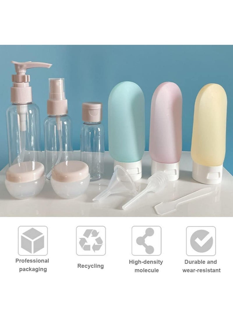 زجاجات السفر لمستحضرات التجميل، زجاجات السفر، 11 قطعة مانعة للتسرب مجموعة زجاجات سفر تجارية قابلة لإعادة التعبئة، إكسسوارات سفر قابلة للضغط لغسول الشامبو والبلسم والبلسم - Image 2