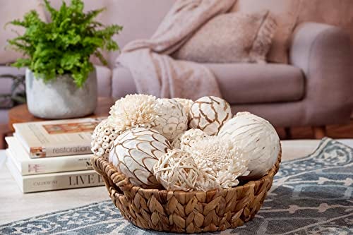 ANDALUCA Large Decorative Balls Bowl Filler Decor Orbs White & Cream (Natural White) - Image 3