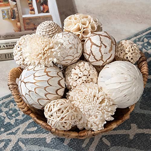 ANDALUCA Large Decorative Balls Bowl Filler Decor Orbs White & Cream (Natural White) - Image 5