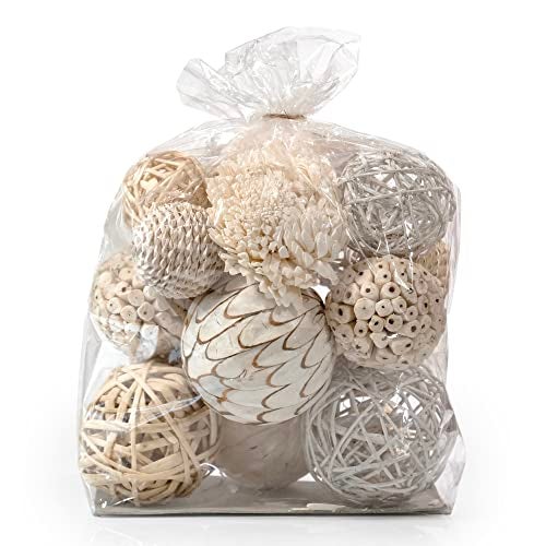 ANDALUCA Large Decorative Balls Bowl Filler Decor Orbs White & Cream (Natural White) - Image 2
