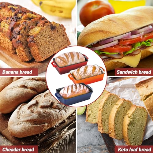 Northriver Casting 9x5 Inch Enameled Cast Iron Loaf Pan with Lid, Perfect Bread Baking Pan | Even Heat Distribution for Homemade Bread, Cake, Meatloaf，2 Piece set，Red - Image 5