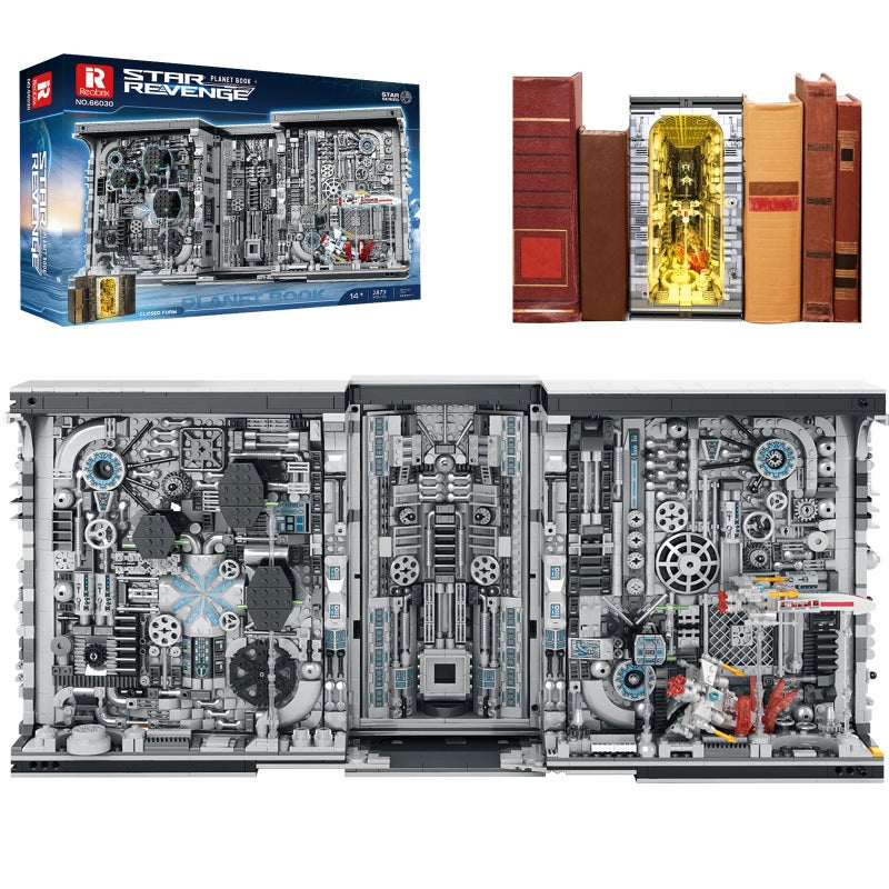 Reobrix Bookend Building Set with Light Star Planet Book Nook Building Kit 66030 Bookshelf Home Decor 2879 PCS Booknook Model Toy Kit Gift for Adults - Image 3