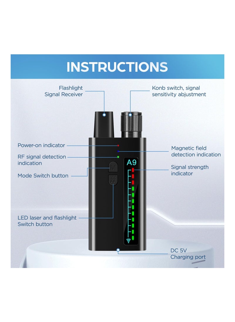 SYOSI - Hidden Camera Detectors, Spy Cameras Detector, Bug Detector, Anti Spy/RF Signal/Listening Devices, GPS Tracker Detector-6 Levels Sensitivity, Pro Portable camera finder for Hotels,Office,Travel - Image 1