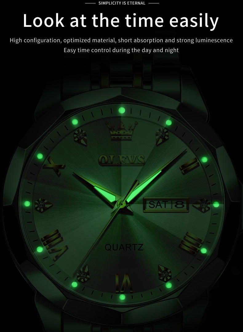 OLEVS ساعات للرجال، ساعة أنالوج كوارتز مقاومة للماء من الفولاذ المقاوم للصدأ، تصميم عصري - Image 2
