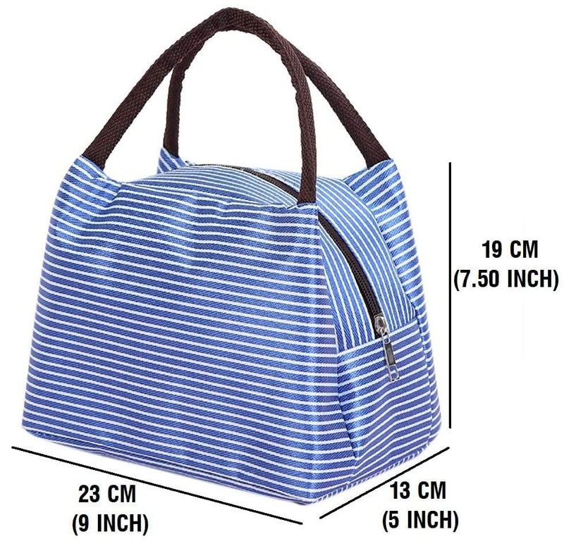 BEHAHAI BEHAHAI Insulated Lunch Bags Small for Women WorkStudent Kids to SchoolThermal Cooler Tote Bag Picnic Organizer Storage Lunch Box Portable and Reusable Blue Strip  - Image 2
