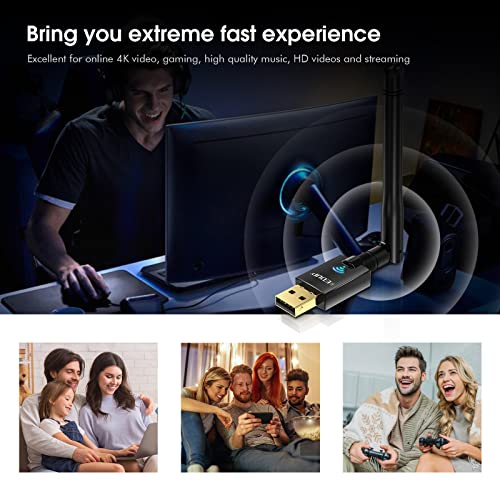 EDUP AC600M USB WiFi Adapter for PC, Wireless USB Network Adapters Dual Band 2.4G/5.8Ghz Wi-Fi Dongle Antenna for Laptop Desktop Compatible with OS Windows 11/10/8.1/8/7/XP -Black - Image 5