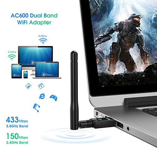 EDUP AC600M USB WiFi Adapter for PC, Wireless USB Network Adapters Dual Band 2.4G/5.8Ghz Wi-Fi Dongle Antenna for Laptop Desktop Compatible with OS Windows 11/10/8.1/8/7/XP -Black - Image 3