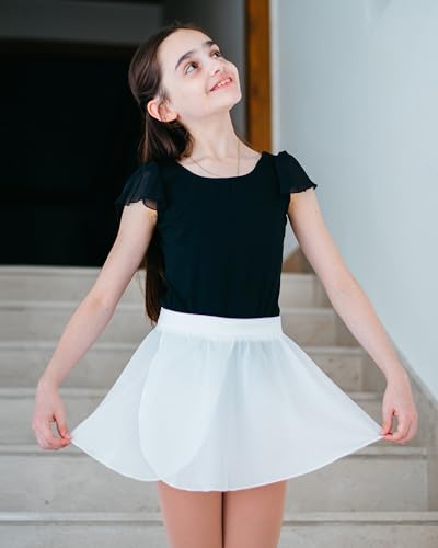 Stelle Girls Leotards Black Ballet Dance Leotards Ruffle Short Sleeve Gymnastics Outfits(Toddler/Little Kid/Big Kid)(Black,85) - Image 3