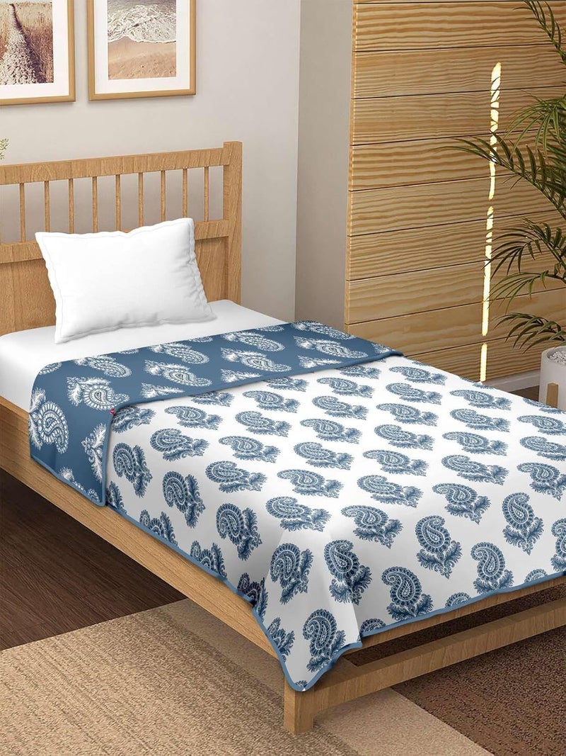 CHICERY 100 Pure Cotton Reversible DoharAC Blanket for Single Bed All Weather Light Weight Floral Design Dohar Pack of 1Turkish Flower