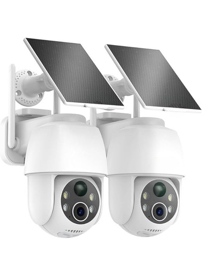 جهاز خارجي لاسلكي يعمل بالطاقة الشمسية بدقة 2K/3 ميجابكسل مع دوران 360 درجة، يعمل بالبطارية، صوت ثنائي الاتجاه وشاشة ملونة - Image 1